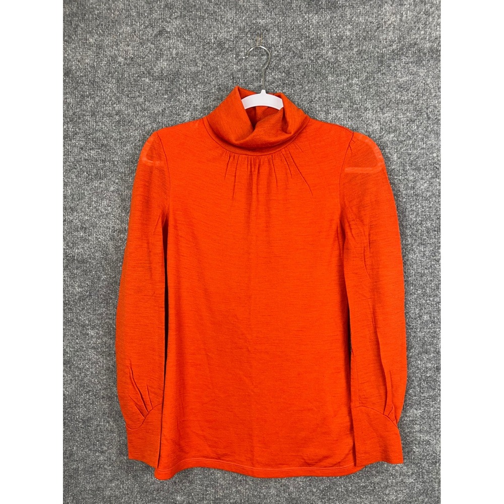 Velardi Touch Turtleneck Sweater Women's S Orange Pleated‎ Cuff Knit